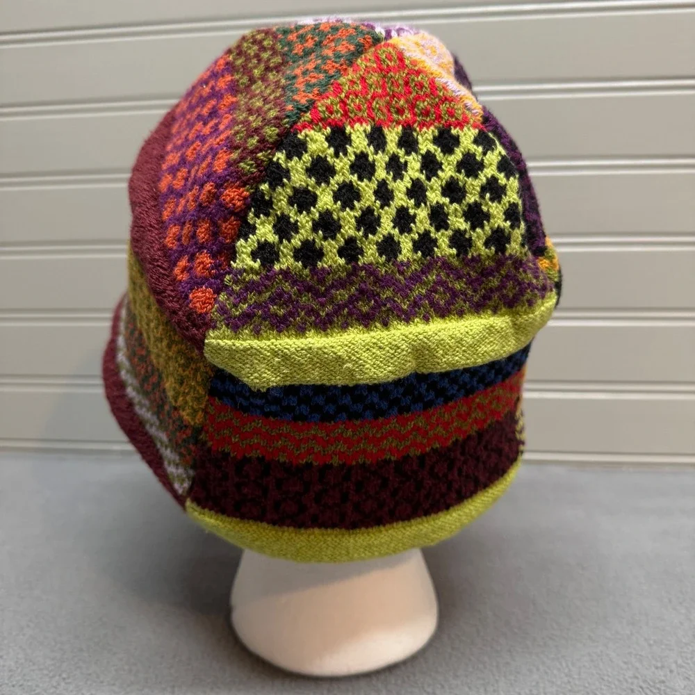 Solmate Socks Multi‎ Color Knit Patchwork Bucket Hat OS Boho Recycled Cotton
